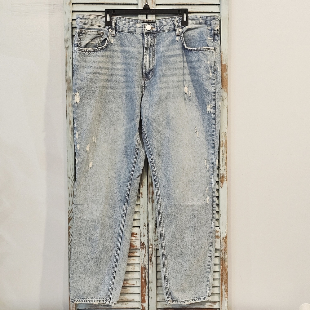 NOVA MEN CASUAL DISTRESSED DENIM JEANS Size 40x32 Blue Western Grunge Normcore